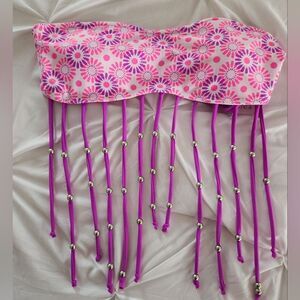 Floral Bikini Fringe Top Size Large